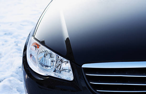 Headlight. Detail  of automobile stock photo