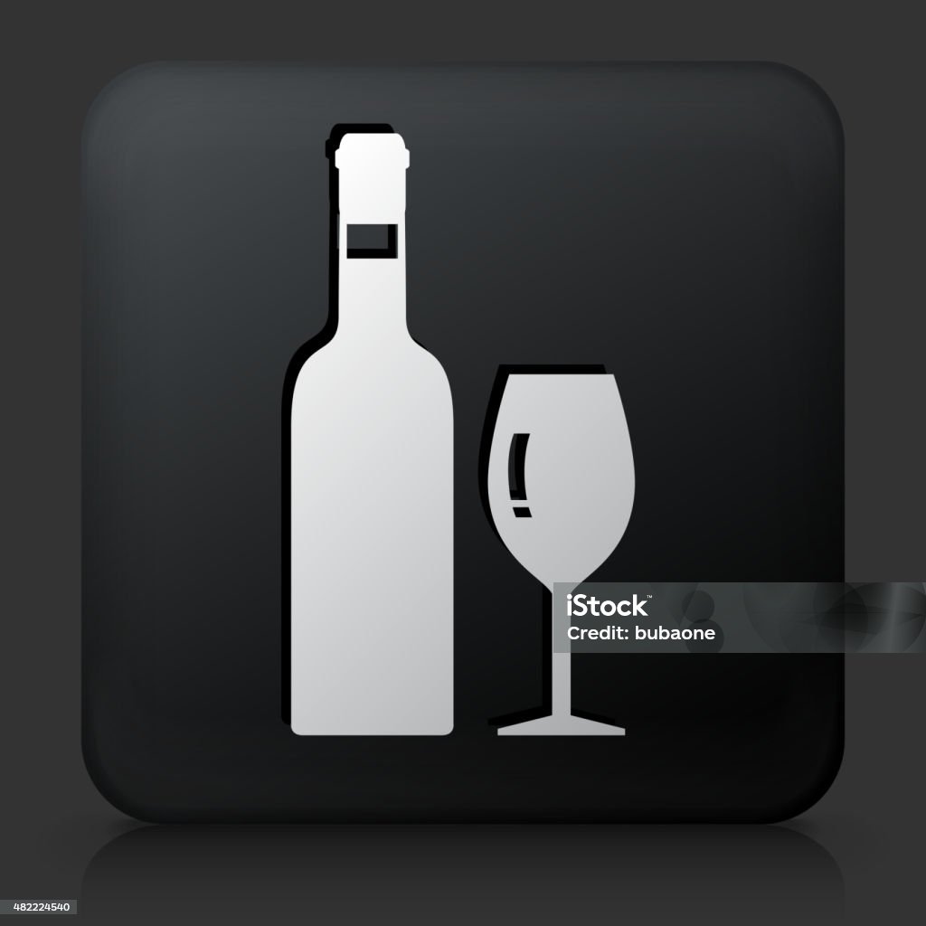 Black Square Button with Wine Icon Black Square Button with Wine Icon. This royalty free vector image features a white interface icon on square black button. The vector button has a bevel effect and a light shadow. The image background is dark grey and the button has a light reflection. 2015 stock vector