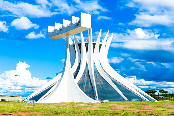 Brasilia, Brazil - March 24, 2015: The Famous Brasilia Cathedral located in Brasilia, Brazil. It was designed by Oscar Niemeyer, and was completed and dedicated on May 31, 1970.