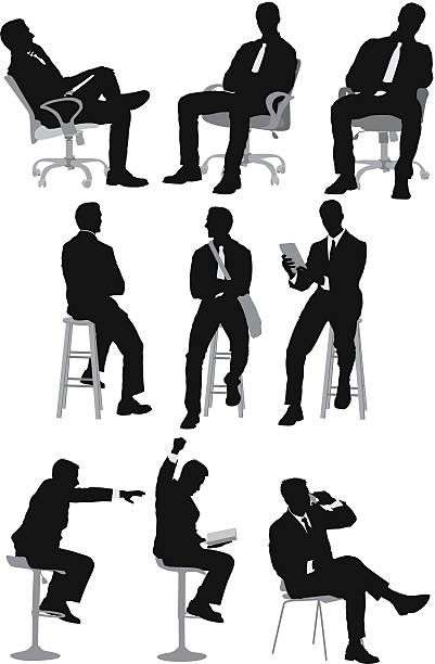 ilustrações, clipart, desenhos animados e ícones de empresário sentando - book business business person formalwear