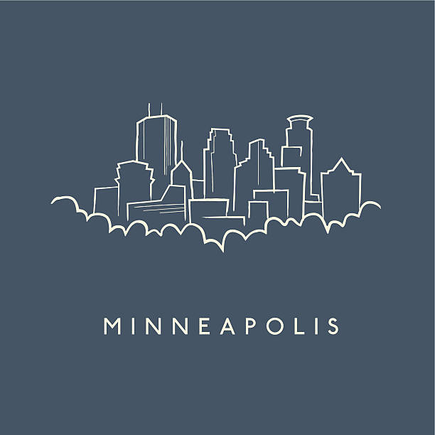 Minneapolis Skyline Sketch Simple hand drawn sketch of the Minneapolis skyline with text below minneapolis illustrations stock illustrations