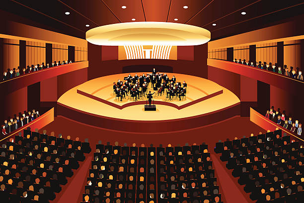 Classical Music Concert A vector illustration of classical music concert orchestra stock illustrations