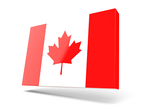 Square icon with flag of canada isolated on white