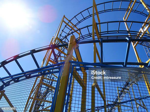 Image Of Rollercoaster Curves And Tracks From Lowangle Looking Up Stock Photo - Download Image Now