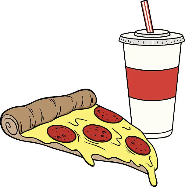 Vector illustration of Pizza and Drink