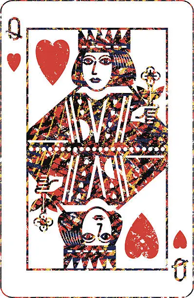 Vector illustration of Queen of Hearts Scribble Pattern