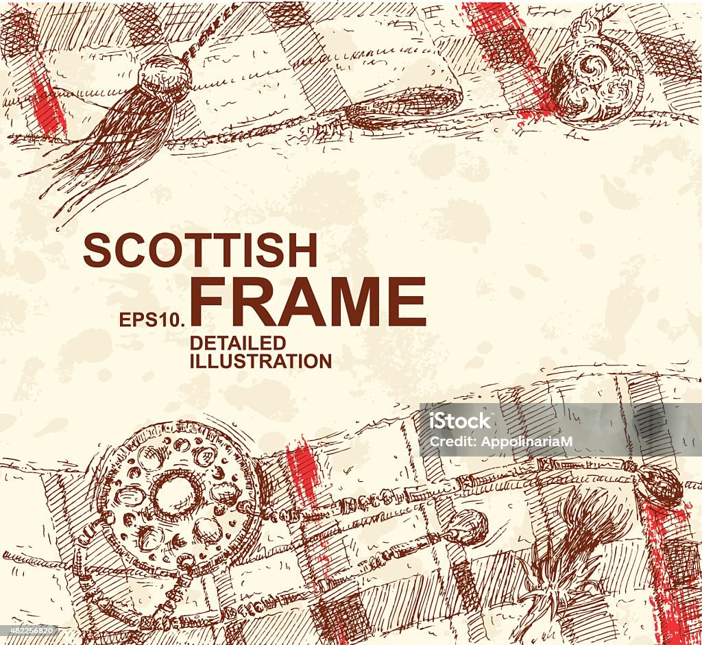 Hand Drawn Detailed Scottish Background Scotland stock vector