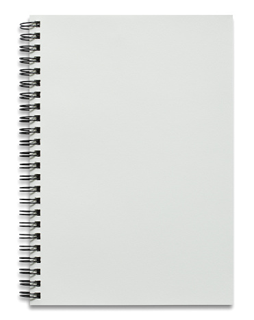 blank white spiral notebook isolated on white