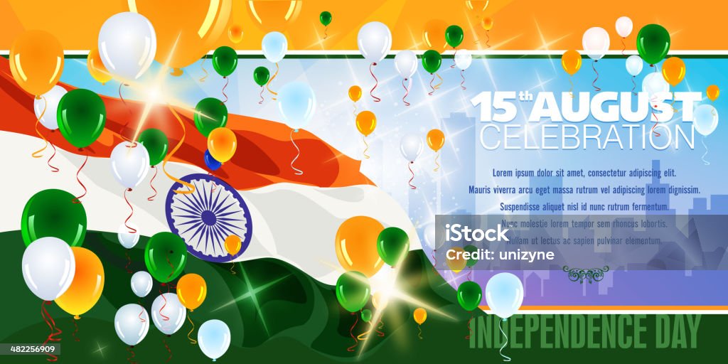 Festa del Giorno dell'indipendenza di India - arte vettoriale royalty-free di Arancione