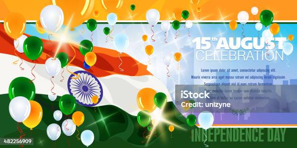 Festa Del Giorno Dellindipendenza Di India - Immagini vettoriali stock e altre immagini di Arancione - Arancione, Bandiera, Bandiera dell'India