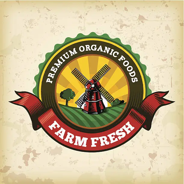 Vector illustration of Organic Farm Fresh Label 6