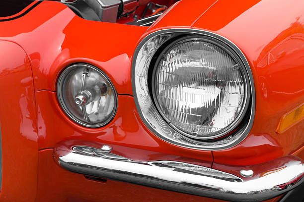 istock Front lights of an Old vintage car 482257267