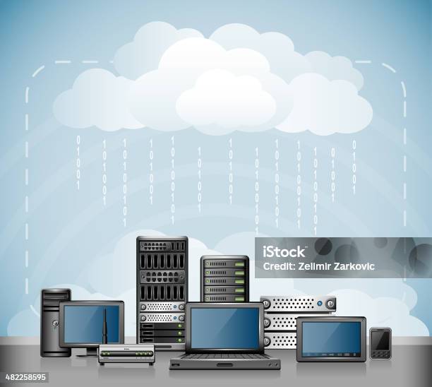 Облачные Вычисления — стоковая векторная графика и другие изображения на тему Вешалка - Вешалка, Сетевой сервер, Мобильный телефон