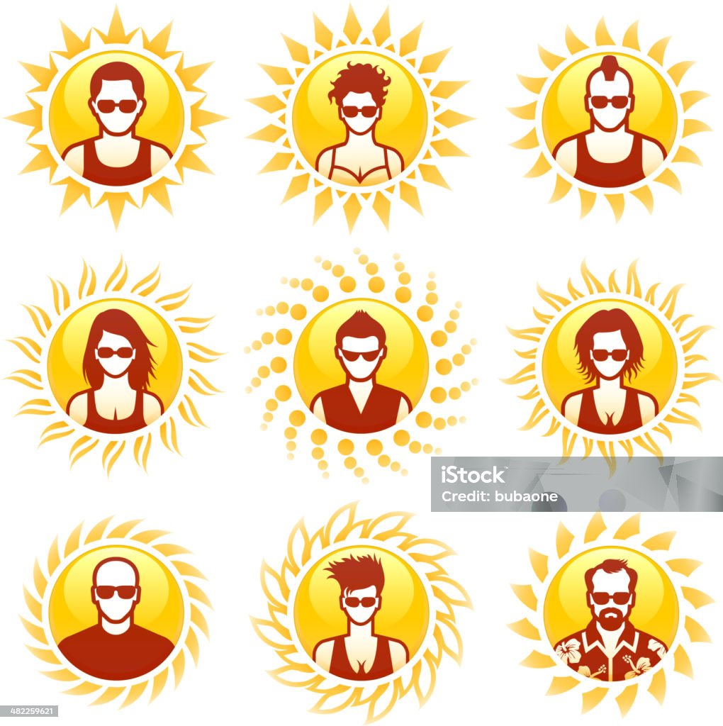 Słońce i Sunny, użytkownicy - Grafika wektorowa royalty-free (Czerwony)