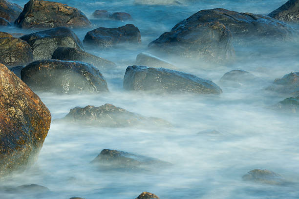 istock Misty, silky surf among rocks, Hammonasset Beach, Madison, Conne 482266884