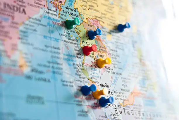 Photo of World map with colorful pins