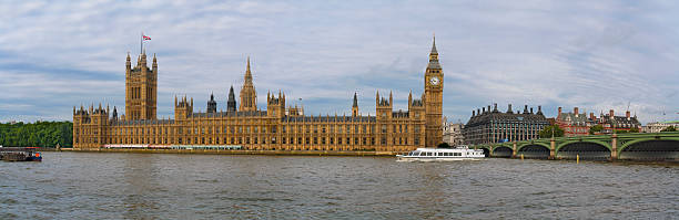 istock Panoramic view of London Parliament and Westminster bridge 482271284
