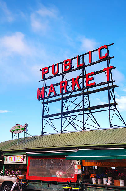 słynnego pike place market, seattle się - pike place market market seattle tourist zdjęcia i obrazy z banku zdjęć