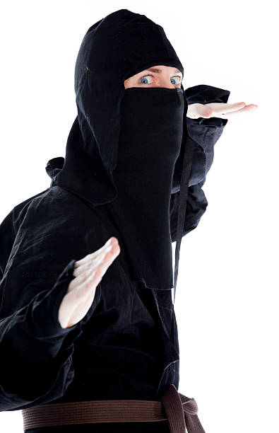 istock caucasian man disguised as a ninja isolated on white 482272533