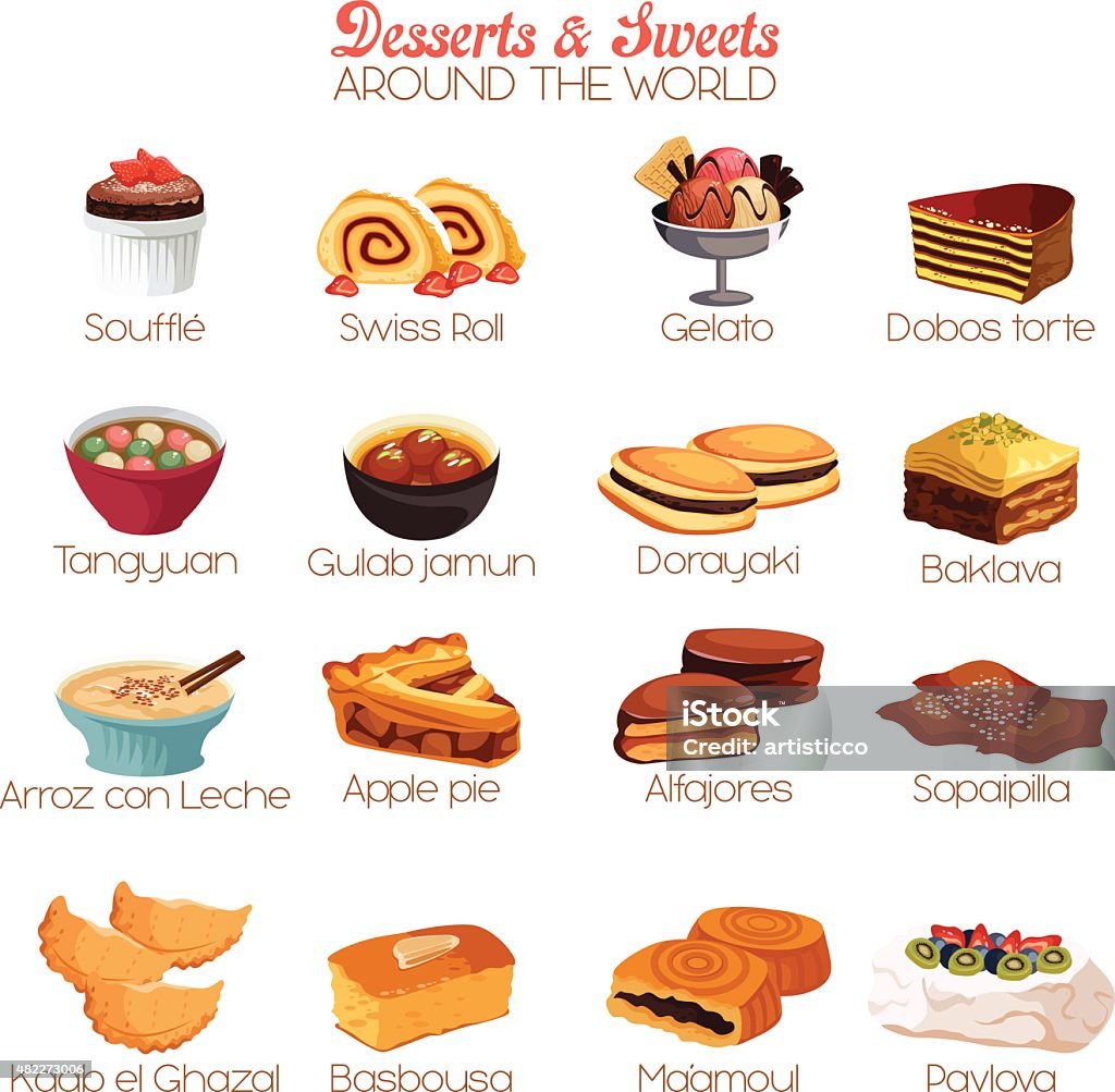 Dessert and Sweets Icons A vector illustration of dessert and sweets around the world icon sets Pavlova - Dessert stock vector