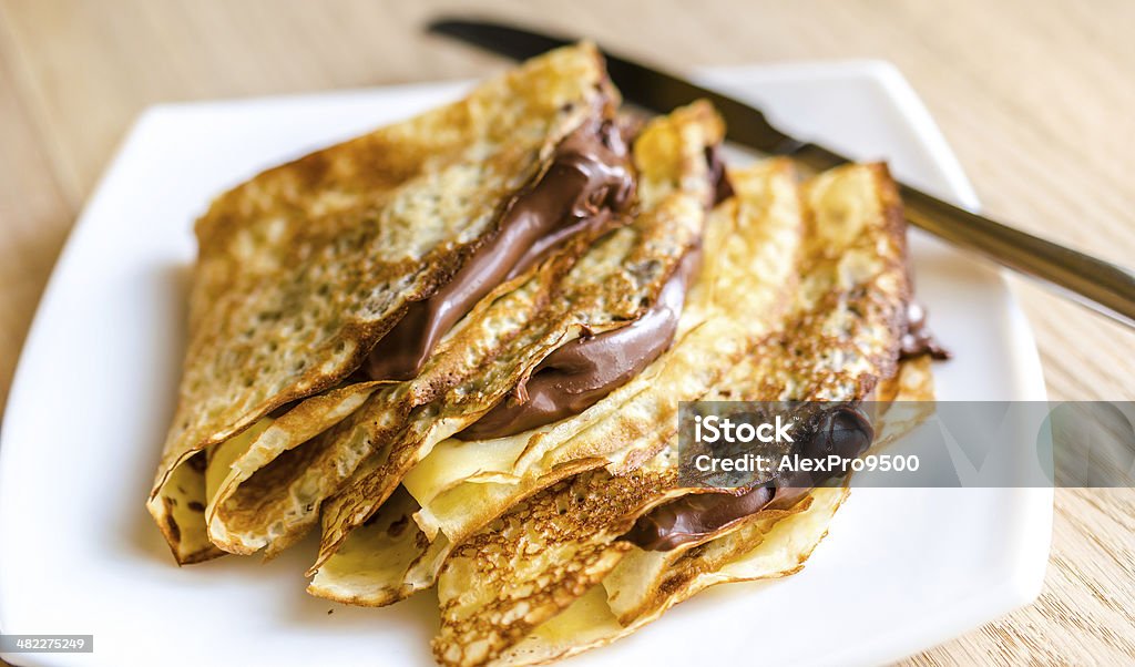 Crepes with chocolate cream Crêpe - Pancake Stock Photo