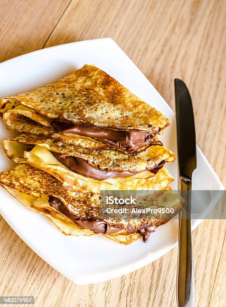 Crepes With Chocolate Cream Stock Photo - Download Image Now - Backgrounds, Baked, Baked Pastry Item