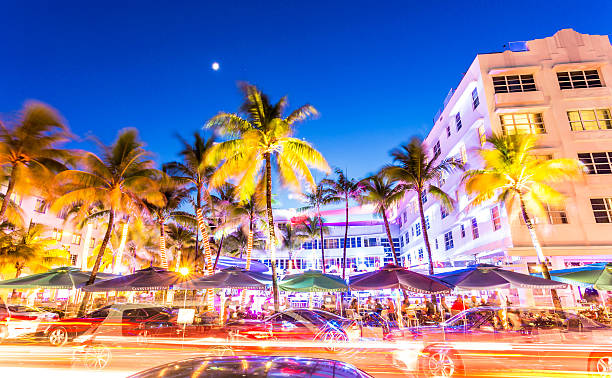 Vida noturna em South Beach, Ocean Drive, Miami, EUA - foto de acervo