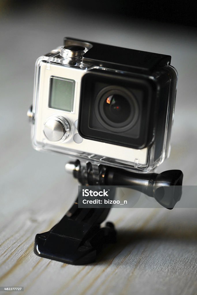 Action camera Close up color shot of a small action camera Wearable Camera Stock Photo