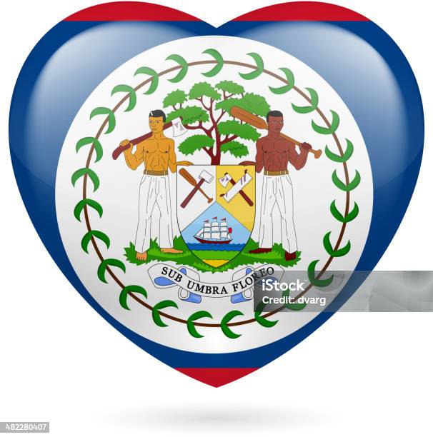 Heart Icon Of Belize — стоковая векторная графика и другие изображения на тему Белиз - Белиз, Блестящий, Векторная графика