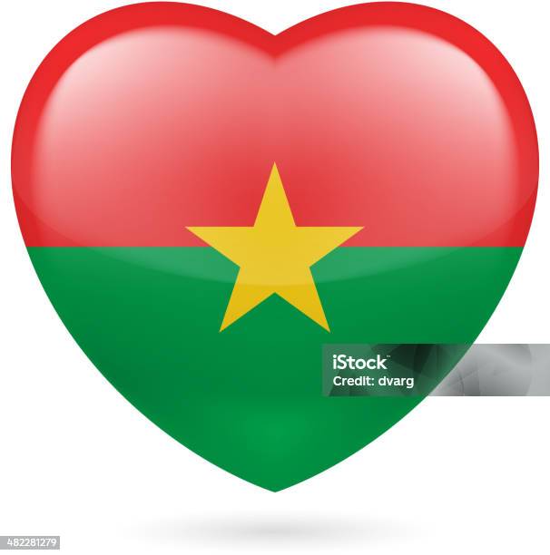 Serce Ikona Burkina Faso - Stockowe grafiki wektorowe i więcej obrazów Afryka - Afryka, Burkina Faso, Błyszczący