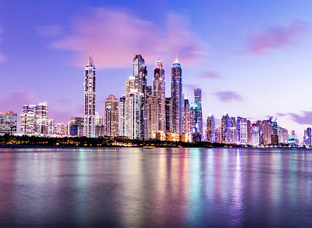 Dubai Marina at twilight, United Arab Emirates.