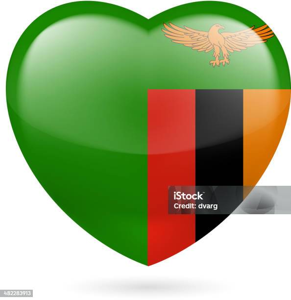 Coração Ícone Da Zâmbia - Arte vetorial de stock e mais imagens de Adulação - Adulação, Bandeira, Brasão