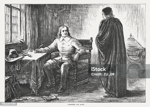 Oliver Cromwell And John Howe Published In 1873 Stock Illustration - Download Image Now - Puritanism, 19th Century, 2015