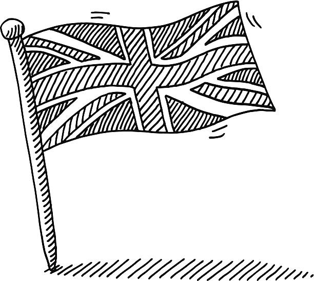 wielka brytania flaga pin rysunek - thumbtack white isolated single object stock illustrations
