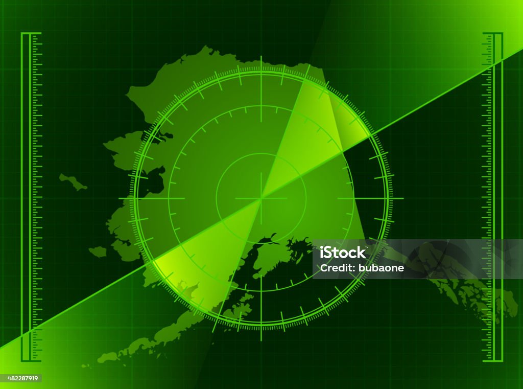 Zielony ekran radaru i Stan Alaska mapy - Grafika wektorowa royalty-free (Czarny kolor)