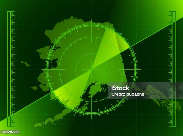 Zielony Ekran Radaru I Stan Alaska Mapy - Stockowe grafiki wektorowe i więcej obrazów Czarny kolor - Czarny kolor, Czujność, Czynność