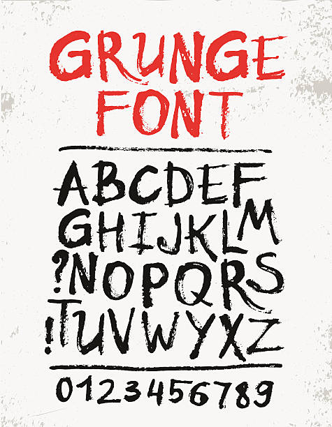 istock Handwritten calligraphic black ink grunge alphabet with numbers 482289308