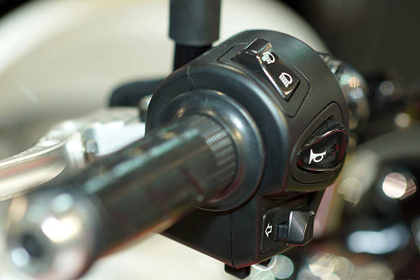 istock Close-up the Motorcycle hand at light and horn switch 482291334