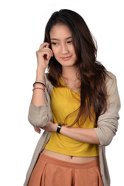 istock Asian woman thinking with smile face 482291868