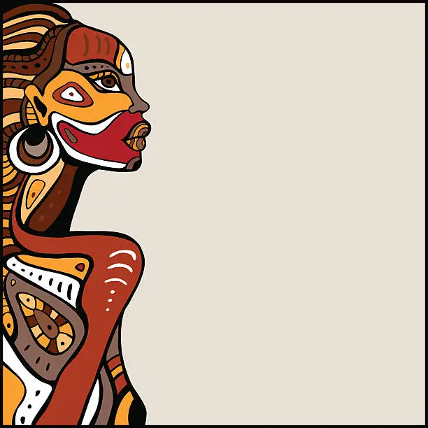 Vector illustration of Profile of beautiful African woman