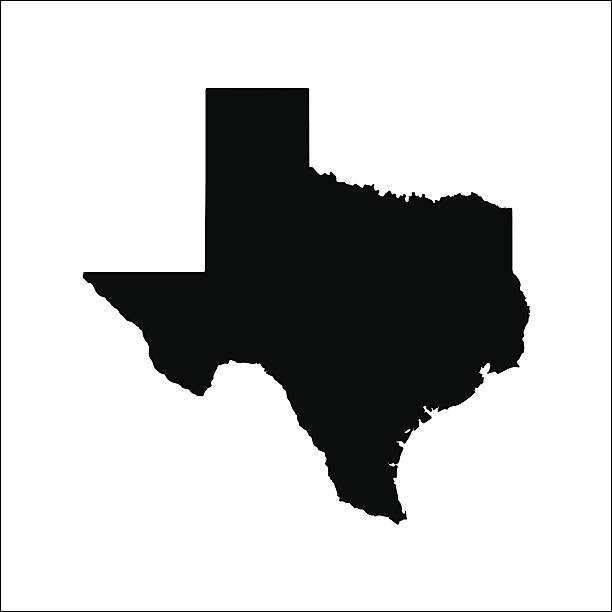 Texas black vector map flat design vector art illustration