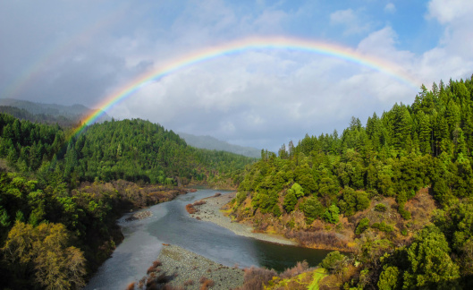 Rainbow over the Trinity River in Northern California.