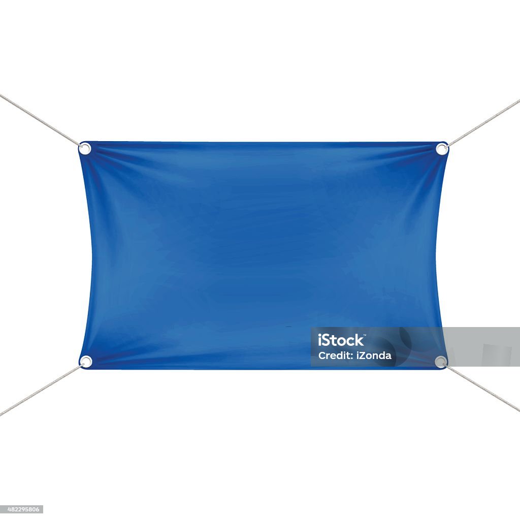 Blue Blank Empty Horizontal Rectangular Banner With Corners Ropes Stock ...