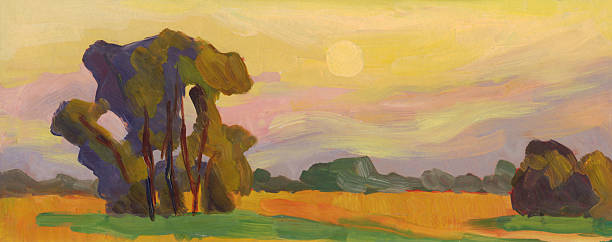 istock Sunny summer landscape with a large tree. Oil painting 482296276
