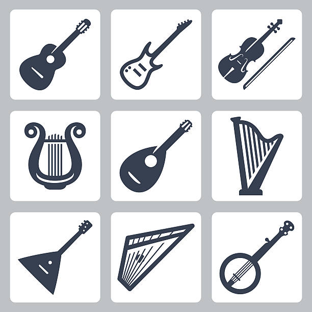 Vector musical instruments: strings vector art illustration