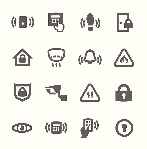 Perimeter security icons Simple set of perimeter security related vector icons for your design riot shield illustrations stock illustrations