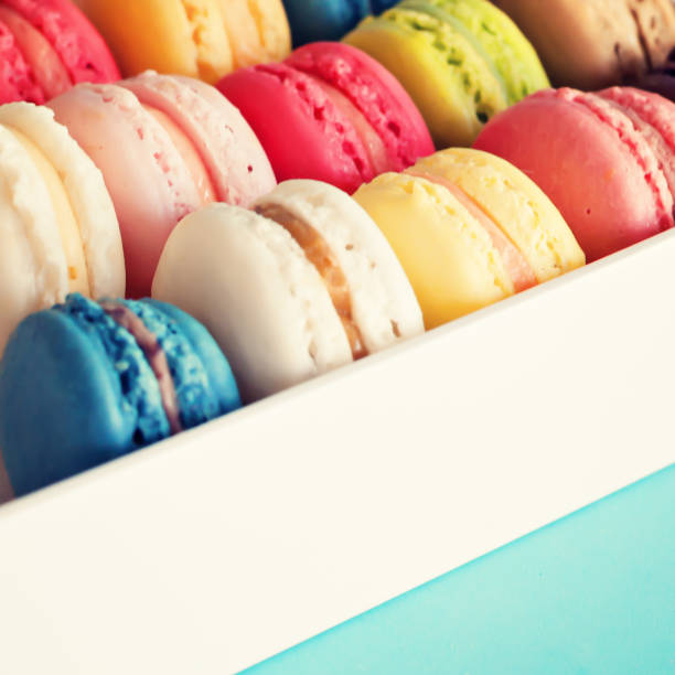 Rows of Macaroons stock photo