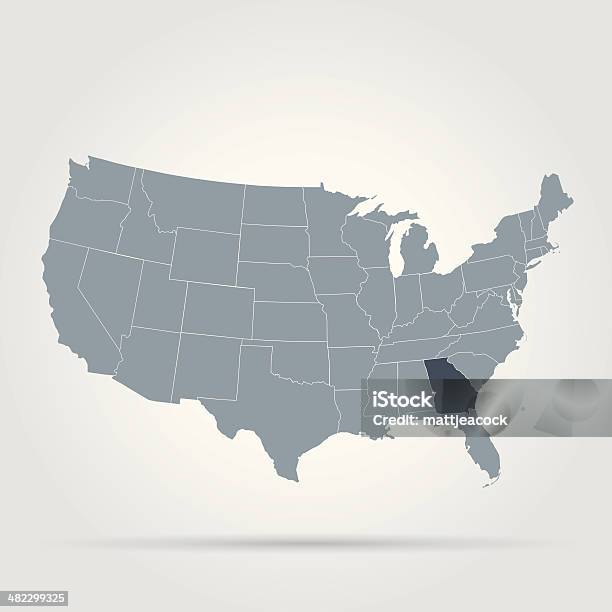 Usa State Georgia Stock Illustration - Download Image Now - Blue, Border - Frame, Cartography