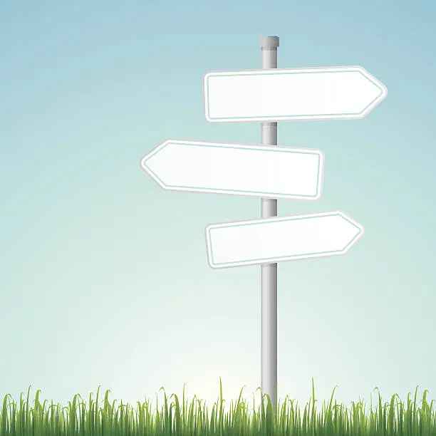 Vector illustration of Blank road signs with grass