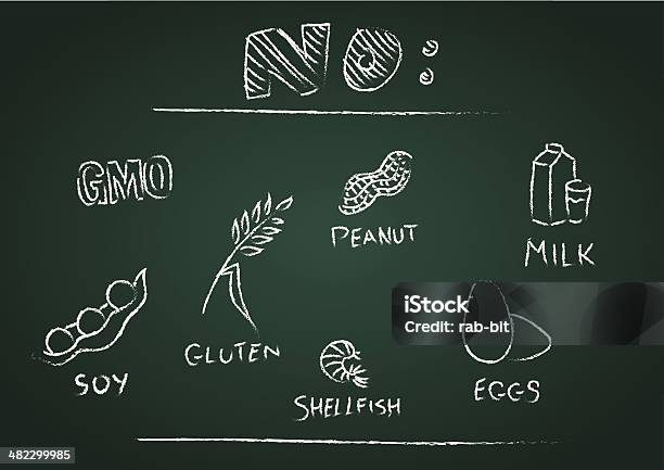 Pas De Mets Équilibrés Vecteurs libres de droits et plus d'images vectorielles de Cacahouète - Nourriture - Cacahouète - Nourriture, Allergie, Dessin à la craie